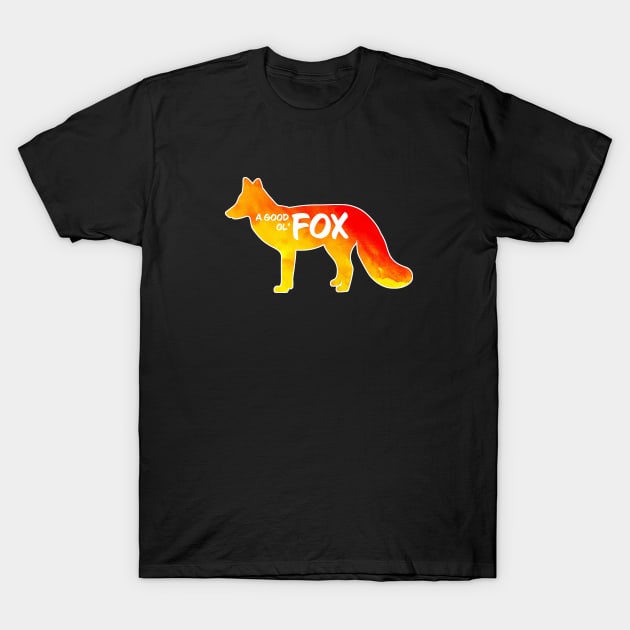 Fox Critter - Watercolor Background T-Shirt by Wright Art